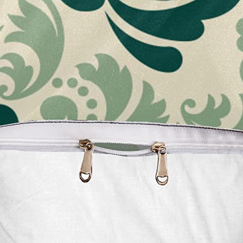Parure de lit vert motif damassé housse de couette douce et taies d'oreiller - 7