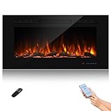 42' WiFi Smart Recessed Electric Fireplace Insert, 5 Flame Settings, Log Set or Crystal Options, Temperature Control by Touch Panel & Remote & App, 750/ 1500W Heater, Compatible with Alexa