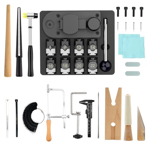 GAXPAK 30pcs Ring Bender Tool Machine Ring Set for 12/14/16/18/20/22mm, Earring Ring Bending Tool with Nylon Dies Multi-Functional Ring Making Tool Machine Jewelry Making with Ring Measuring Tool