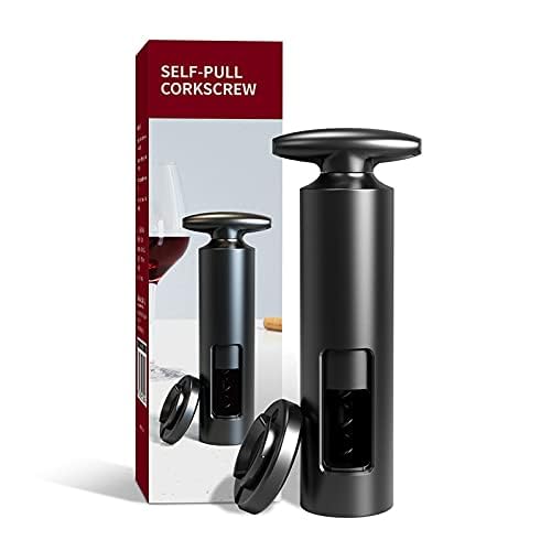 Wine Accessories Manual Corkscrew Wine Opener Self Pulling Corkscrew with Removable Foil Cutter Wine Bottle Opener for Home Kitchen Party Bar Black