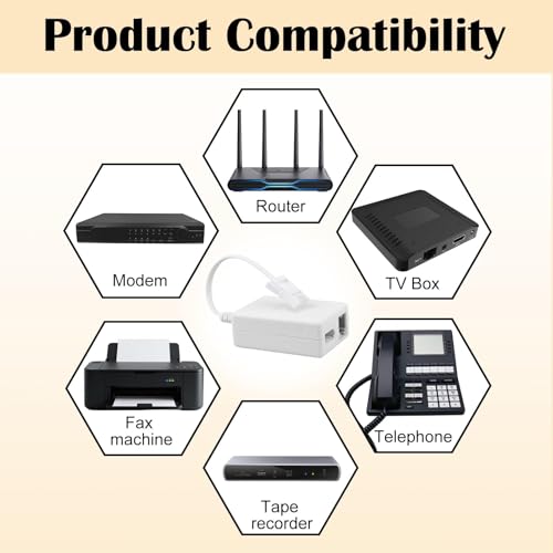 Lueden ADSL Filter BT Plug to ADSL RJ11 Internet Broadband Microfilter Splitter Cable Male to Female Telephone Socket Connector for Landline Telephone Router WiFi Fax Modem Sky Talktalk, White - Image 3