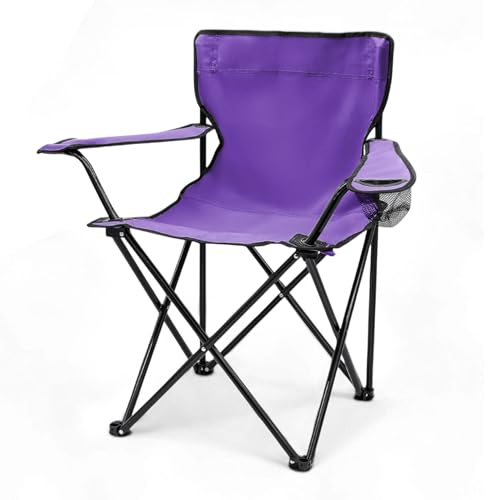 Spetebo Camping Klappstuhl mit Getränkehalter - lila - Campingstuhl...