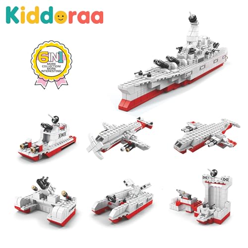 Image of 6-in-1 War Ship Building Block Set - Build Boats, Yachts & More | 1000+ Pieces STEAM /STEM Toy for Kids | Durable & Safe(ABS) | Comes in Colorful Poly Bag | 12 Months Manufacturing Warranty