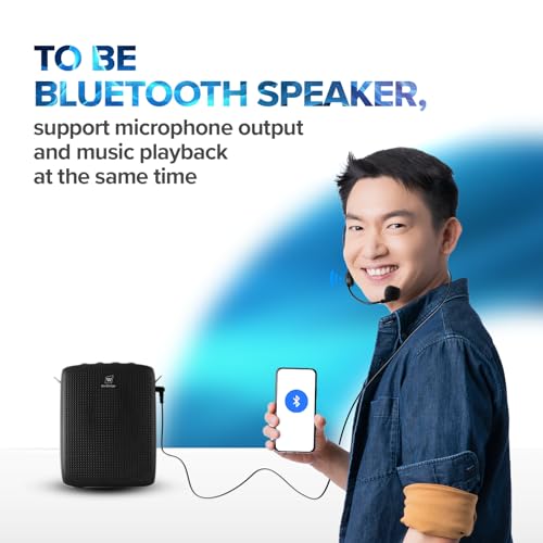 WinBridge WB003 Amplificador de voz portátil com microfone de fone de ouvido com fio, suporta Blueto
