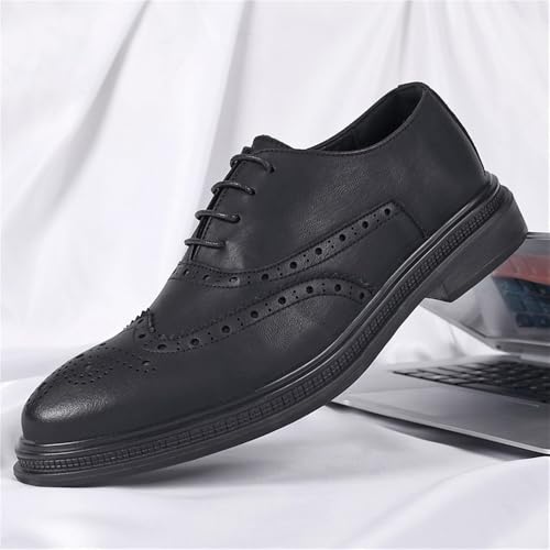 Mens Mid Heel Lace Up Oxford Shoes Genuine Leather Business Formal Arch Support Breathable Shoes2