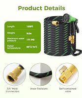 100ft Garden Hose, Non-Expandable Water Hose with 8 Function Spray Nozzle, Lightweight, Knik-Free, Burst-Resistant, Durable & Flexible 3/4" Garden Hose for Lawn, House Cleaning, Car Washing — image 8