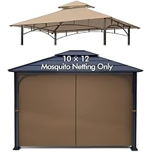 Wonwon Gazebo Universal Replacement Privacy Curtain 10 x 12+Grill Gazebo Replacement Canopy Top 5x8