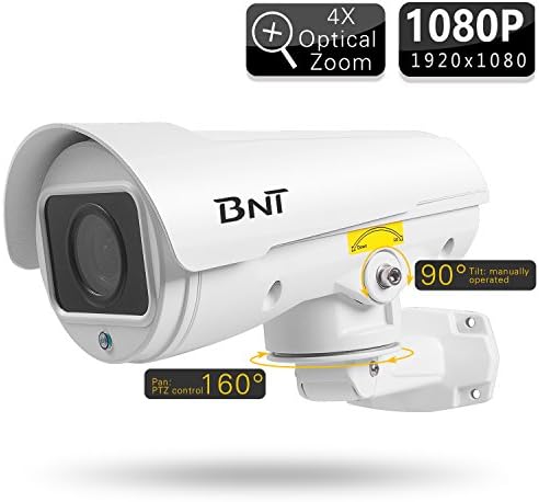 PTZ Camera BNT IP Security Camera 1080P 4X Zoom Support ONVIF Waterproof Varifocal Motorized Lens Network CCTV Camera 2.0MP Auto160degrees Pan Rotation Remote View & Playback PTZ Control