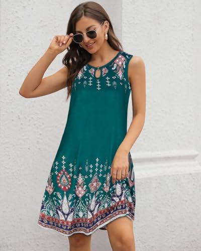 Image of Summer Dresses for Women 2026 Casual Sleeveless Sundress Floral Loose Fit Beach Cover Up with Pocket