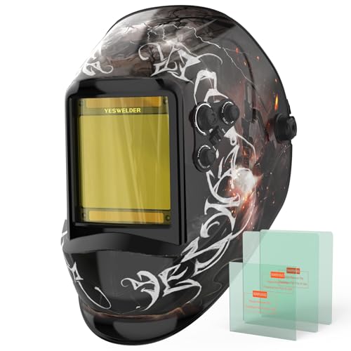 Image of YESWELDER Large View Auto Darkening Welding Helmet, Blue Light Blocking, 1 /1 /1 /1 True Color Solar Powered Welder Hood Mask with 4 Arc Sensors, Wide Shade 3 /5-9 /9-13 for TIG MIG ARC Cut and Grind