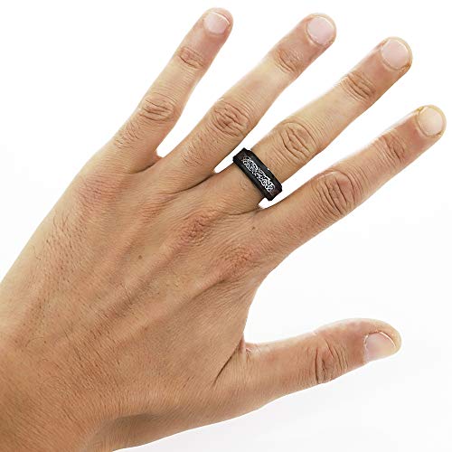 Tungsten Carbide Wedding Band Ring Blue Celtic Dragon, (Size 8mm Ring Size 8-13)4