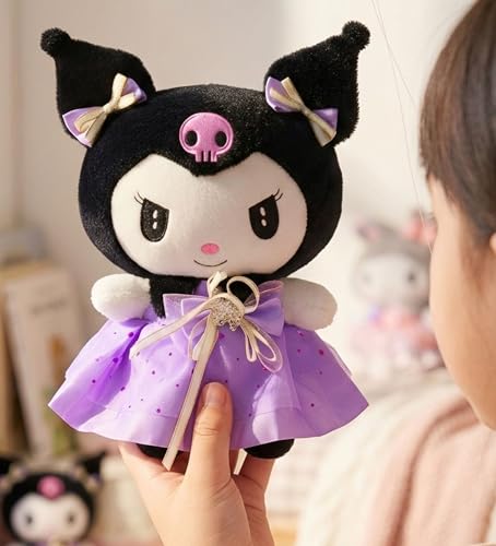Image of Tickles Cute Anime Doll Soft Stuffed Plush Cartoon Character Toy for Kids Boys & Girls Birthday Gift (Color: Purple & Black Size: 25 cm)