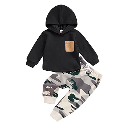 Image of 2Pcs Baby Boys Hoodie Tops Pants Set Dinosaur Deer Print Sweatsuit Fall Winter Outfits