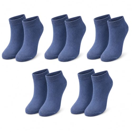 tittimitti 98% Organic Cotton Children Kids Boy's Girl's Socks (5-pack) (US, Age, 7 Years, 8 Years, Denim Ankle Socks)