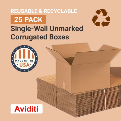 Image of AVIDITI 16 x 13 x 10 Corrugated Cardboard Boxes, Medium 16 inchL x 13 inchW x 10 inchH, Pack of 25 | Shipping, Packaging, Moving, Storage Box for Home or Business, Strong Wholesale Bulk Boxes
