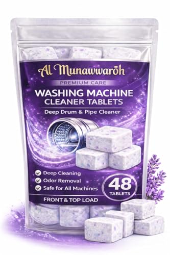 Image of Washing Machine Cleaner Tablets (48 Tablets) | Drum & Pipe Deep Cleaner | Lavender Scent | Removes Odour, Limescale & Residue | For Front Load & Top Load Fully Automatic Washing Machines