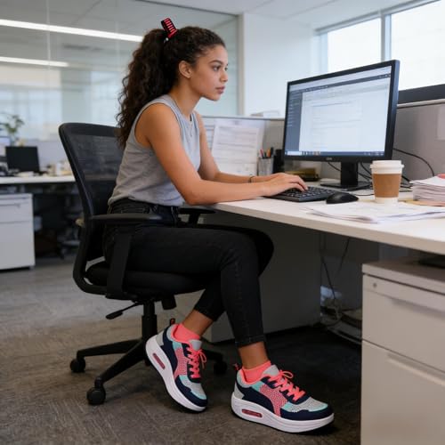 Image of RUIDENG Platform Sneakers for Women Air Cushion | Walking Shoes Women Comfortable All Day | Thick Rocker Bottom