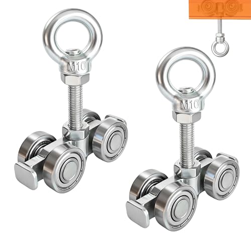 YOVXKAN 4-Wheel Silent Trolley Assembly Rollers.Strut Channel Rollers Trolley.for use with 1-5/8" Wide and All 1-5/8" or Taller Strut Channel with M10 Bolt and Lifting Eye Nuts (2) by YOVXKAN - Used condition - US$17.99