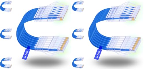 Image of Rapink Patch Cables Cat6 / Cat6a 2ft (48 Pack) Slim, Cat6a Ethernet Patch Cable 10G Support, Snagless Cat 6 Patch Cable for Patch Panel to Switch, Flexiable Cat6 Ethernet Cable Blue
