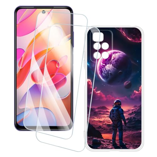 OAGELIM 2�Z�b�g �X�N���[���v���e�N�^�[ + �P�[�X Xiaomi Redmi Note 11 4G (6.5 �C���`) �Ƃ̌݊������� �A�[�e�B�X�e�B�b�N�J�X�^���v�����g�J�o�[�Ƌ����K���X�t�B���� �X�N���b�`�h�~ (�F����s�m)