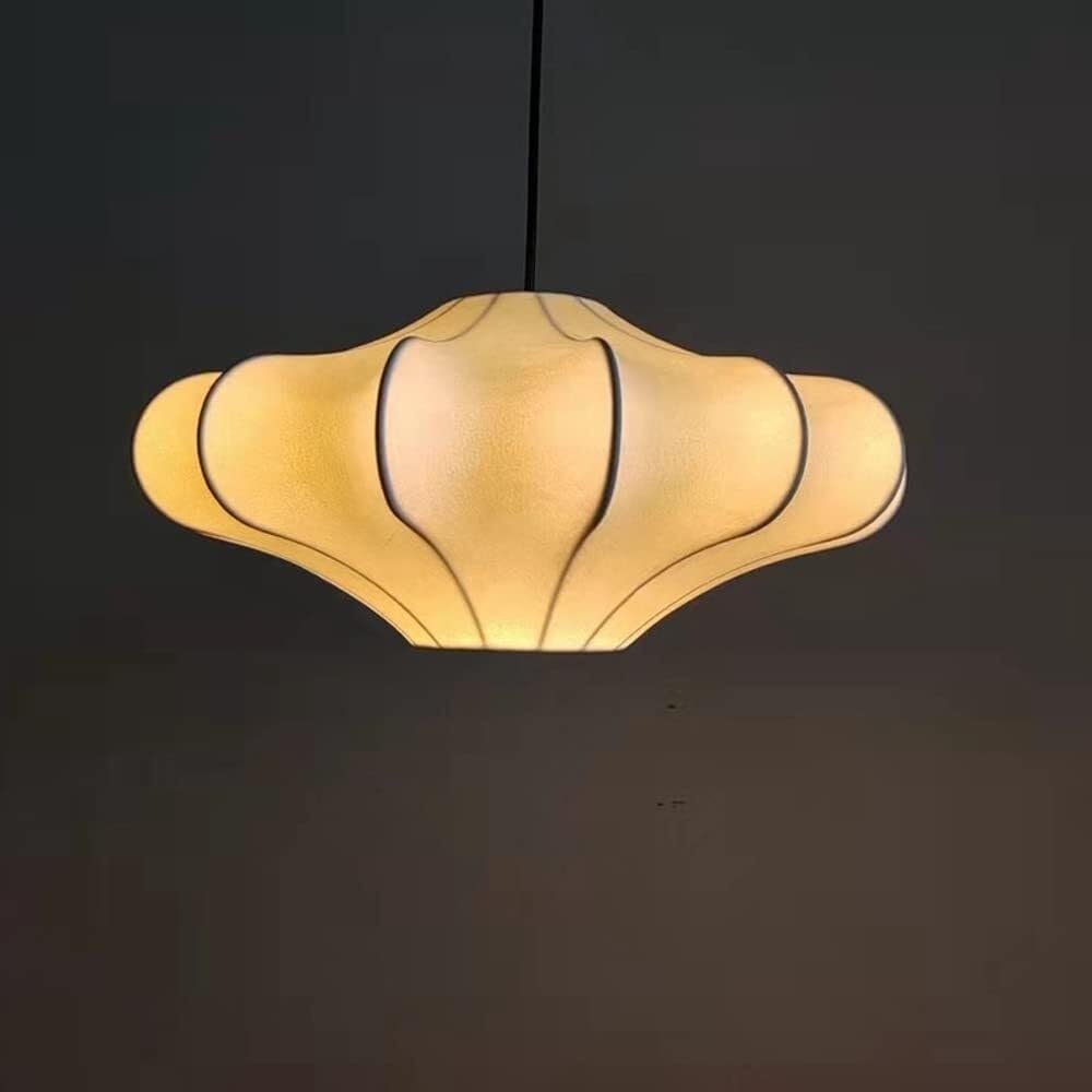 Suspension en tissu ovale en soie faite main lustre chambre 120cm