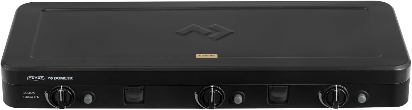 CADAC - 3 Cook Turbo FFD Deluxe - barbecue - Barbecues portables - Surface de cuisson en acier inoxydable - Incl. Housse de protection - Camping - Les incontournables du barbecue - Noir