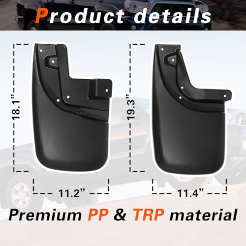 Image of Mud Flaps for Trucks Mud Guards Compatible with Tacoma 2005-2015 Pickup (with Fender Flares) Splash Guards 4pcs Front & Rear Side