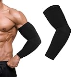 flintronic Mangas de Compresión para Hombres y Mujeres, Cabestrillos y Soporte de Brazos, Codera Ajustable, para Tenis, Golf, Dolor de Artritis, Hinchazón, Gym, Deportiva (Negro L)