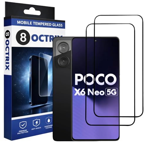 Image of Military-Grade Tempered Glass for Poco X6 Neo /Redmi Note 13 /13 Pro /Poco X6 Pro 5G / X6 / F6 / F5 with Edge to Edge Coverage - Case Friendly, Bubble-Free Installation Kit (Pack Of 2)