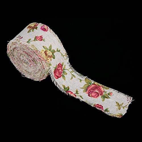 Ruban de Toile de Jute Fleur Rose Filaire, Ruban de Toile de Jute, élégant Bricolage 10 m Habiller fête d'anniversaire décor à la Maison Mariage Cover