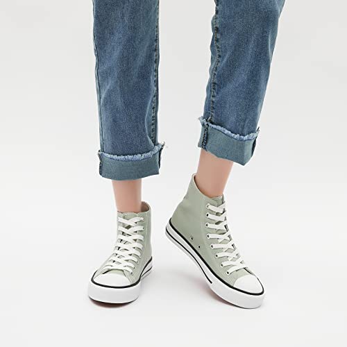Women's High Top Canvas Sneaker Shoes Classic Fashion Lace Ups Sneakers(Us10.Mint Green) #TOP5