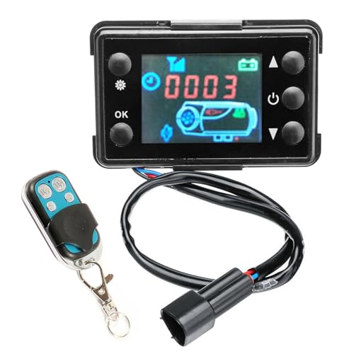 Inscrip LCD Switch Parking Heater Monitor, 12V/24V LCD Display Thermostat Monitor Switch + 4 Button Remote Controller, Universal For Car Truck Motorhome Diesel Air Heater Parts