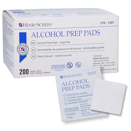 Henry Schein Large Prep Pads 70% Isopropyl Alcohol 2-ply Sterile 200Ct