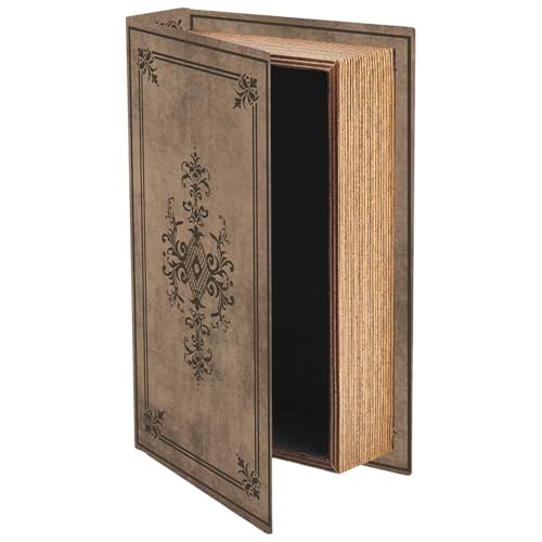 PRESSINART Vintage Buch Aufbewahrungsbox Faux Book Box Bräunlich Gothic Muster 9 1 x 5 9 x 2 Zoll Dekorative Organizer Für Schmuck Andenken Kleine Schätze Hochzeits Erinnerungen Wohnraum Dekoration