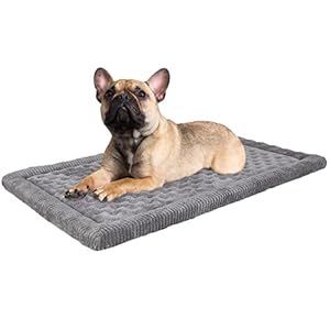 Dog Crate Pad 30×19 inch Gray Memory Foam Dog Bed Mat Small Medium Grey Washable Puppy Sleeping Bed Anti Slip