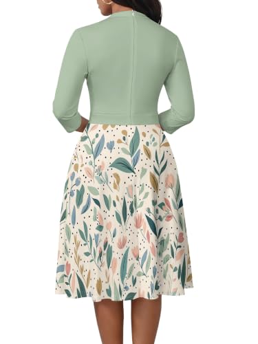 Image of PinkPatty Women's Casual A-line Midi Dresses 3 /4 Sleeve V Neck Fit and Flare Dress with Pockets