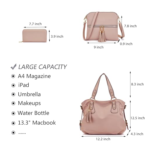 Image of Qiyuer Slouchy Handbag for Women Shoulder Bag Hobo Purse Wallet Set 3pcs