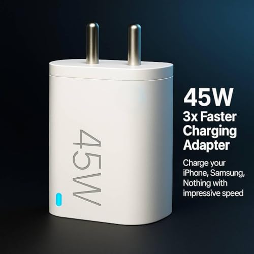 Image of Addtam Original 45W Fast Type C Charger Adapter for Mobile /Tab /Pad /Laptop /Tablet, PD Charge Compatible with Samsung Galaxy, Nothing, iPhone, Google Pixel, Motorola, USB-C PPS Charging Adaptor, White