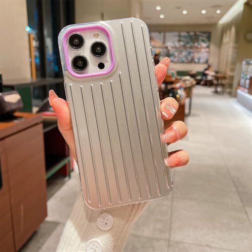 Coque rigide à rayures argentées pour iPhone 16 Pro Max et 15 Plus
