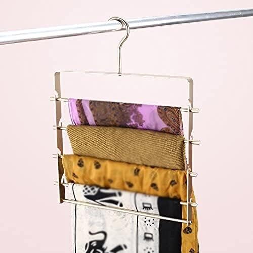 Multifunction Magic Pants Rack Aluminum Alloy Wardrobe Storage Pants Clip Household Pants Hanger Multi Tier Pants (Color : Gold)