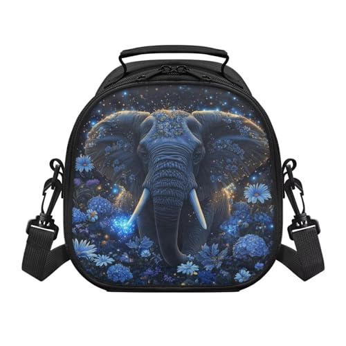 Lonchera con diseño de caballo para niños y niñas, bolsa térmica de preparación de comidas para viajes, camping, picnic, senderismo, bolsa de almuerzo ligera con correa ajustable, elefante