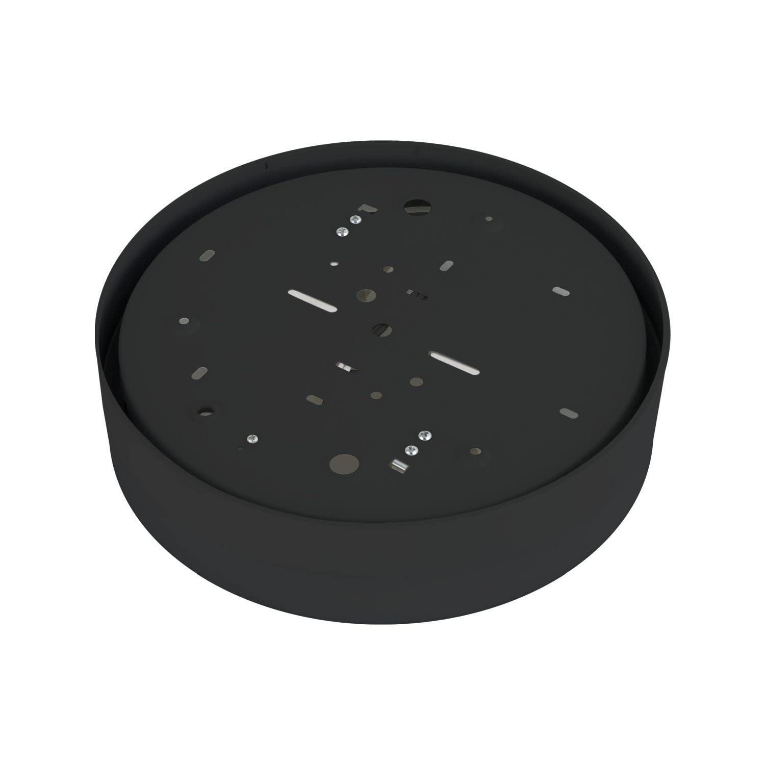 Licht-Erlebnisse Deckenlampe IP44 Badezimmer Ø 29 cm rund flach Weiß Schwarz blendarm E27 Deckenleuchte Bad Lampe