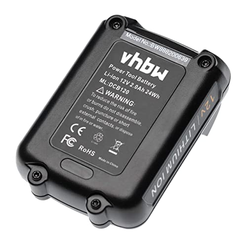 vhbw batteria compatibile con Dewalt 12V MAX Li-ion, DCD710, DCD710C2, DCD710N, DCD700, DCD710D2-QW utensile elettrico (2000 mAh, Li-Ion, 12 V)