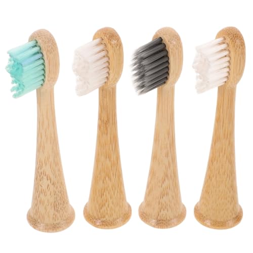Beaupretty 4pcs Replacement Brush Heads for Electric Toothbrush Bamboo Material Compatible Gentle Cleaning Oral Hygiene