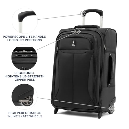 Travelpro Tourlite Softside 22" Expandable Carry-On Rollaboard (2-Wheel) Lightweight Luggage, Black Suitcase3