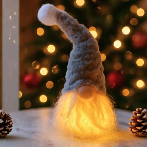 Marco Paul Christmas 36cm Grey Santa Gonk Furry Fabric Soft Touch Plush Festive Christmas Decorations Indoor Ornament Novelty Nordic Xmas Home Decoration Winter Santa Figure Home Decorations