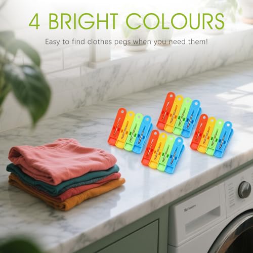 lohey 48Pcs Pegs for Washing Line with Bag, Windproof Plastic Washing Line Pegs, Non-Slip Strong Grip Laundry Clips, Perfect for Indoor Outdoor Drying, Home Garden Essential - Image 7