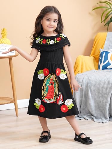 Image of Mexican Dress for Girls Traditional Vestidos Mexicanos Cinco de Mayo Embroidered Dresser Toddler Kids