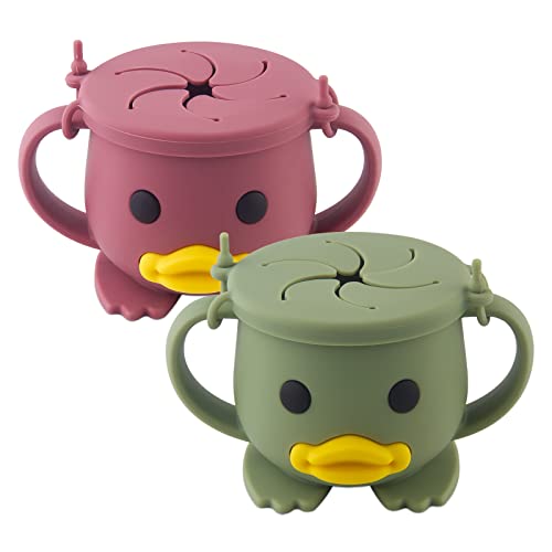 Image of Silicone Snack Cups for Toddlers 2Pack| Spill Proof Food Containers| Baby Snack Catcher| Food Grade Silicone BPA Free, Dishwasher Safe