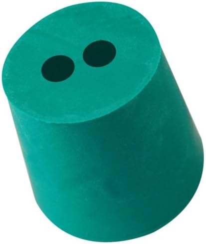 Plasticoid J7--M352 Green Neoprene Two-Hole Stopper, 37mm Top Diameter, 30mm Bottom Diameter, 7 Size, 25mm Length